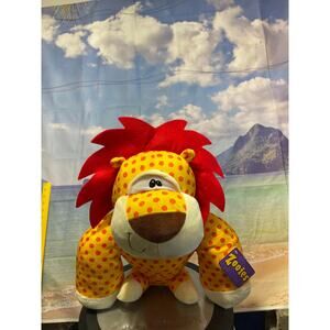NWT Good Stuff Zooies Muscle Jacked Up Yellow Polka Dot Lion Plush Stuffed Toy